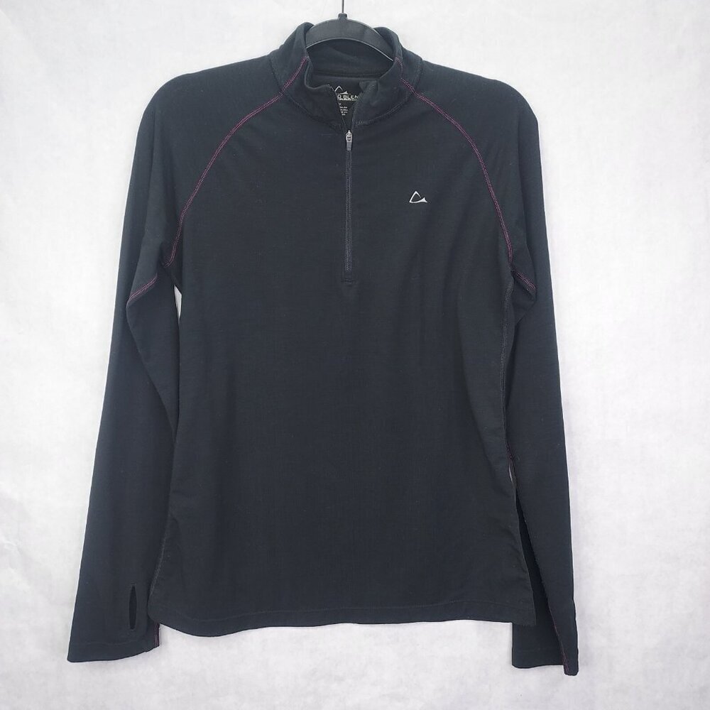 Paradox 1/4 Zip Shirt Women M Merino Blend Base Layer Long Sleeve Pullover Black